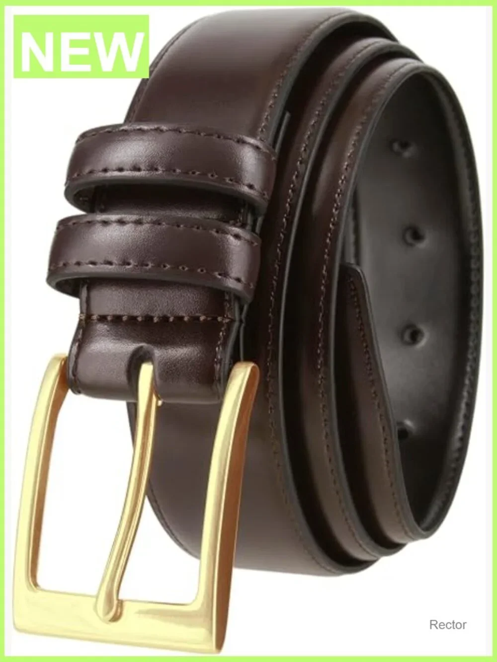 Men's Genuine Leather Dress Belt 35mm Wide Stitched Edge